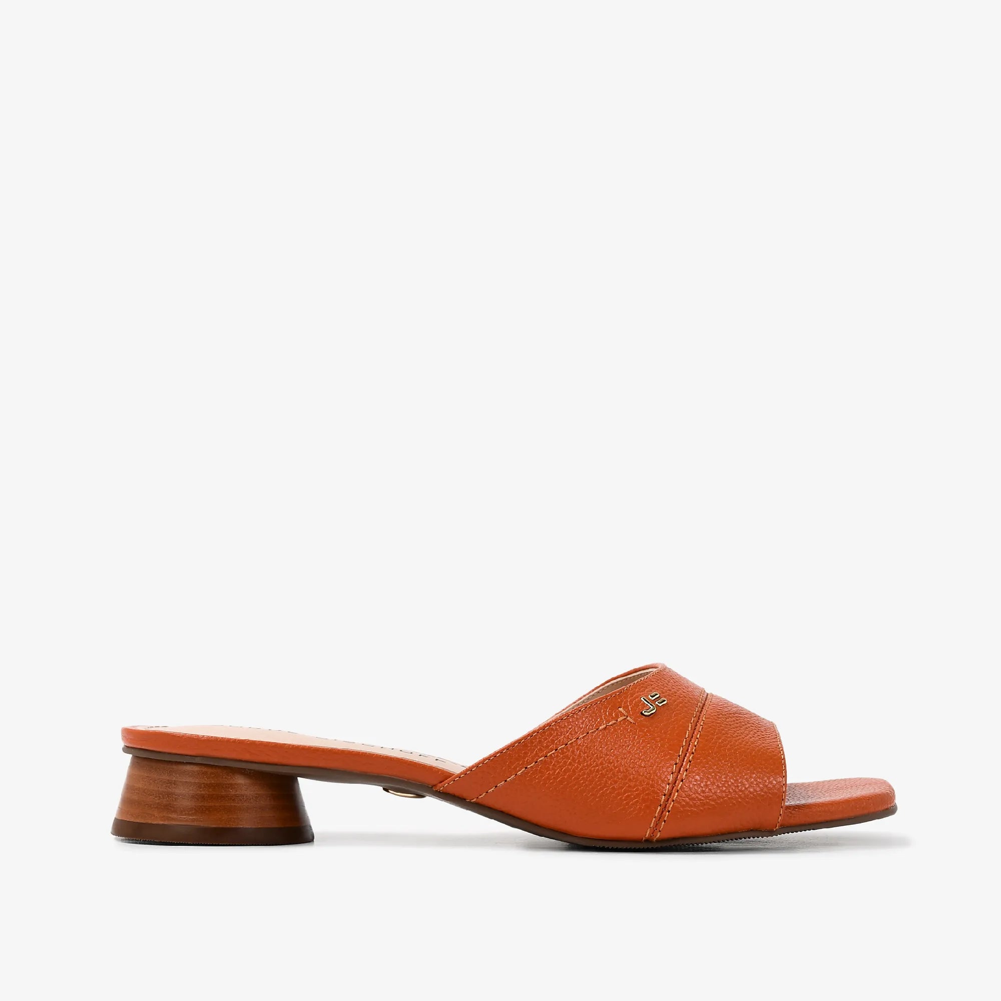 Tamanco Salto Bloco Jb Laranja Couro