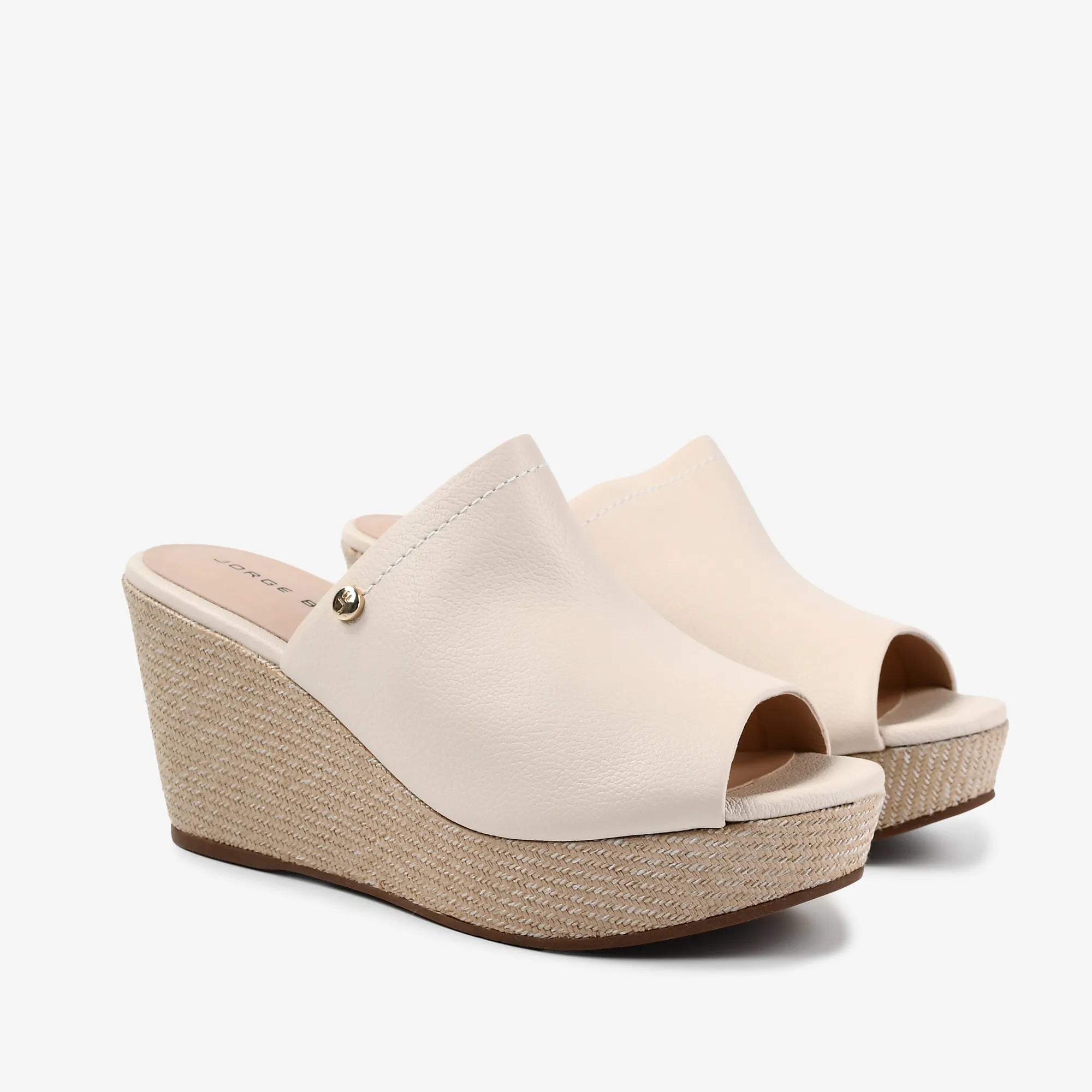 Tamanco Anabela Off White Couro