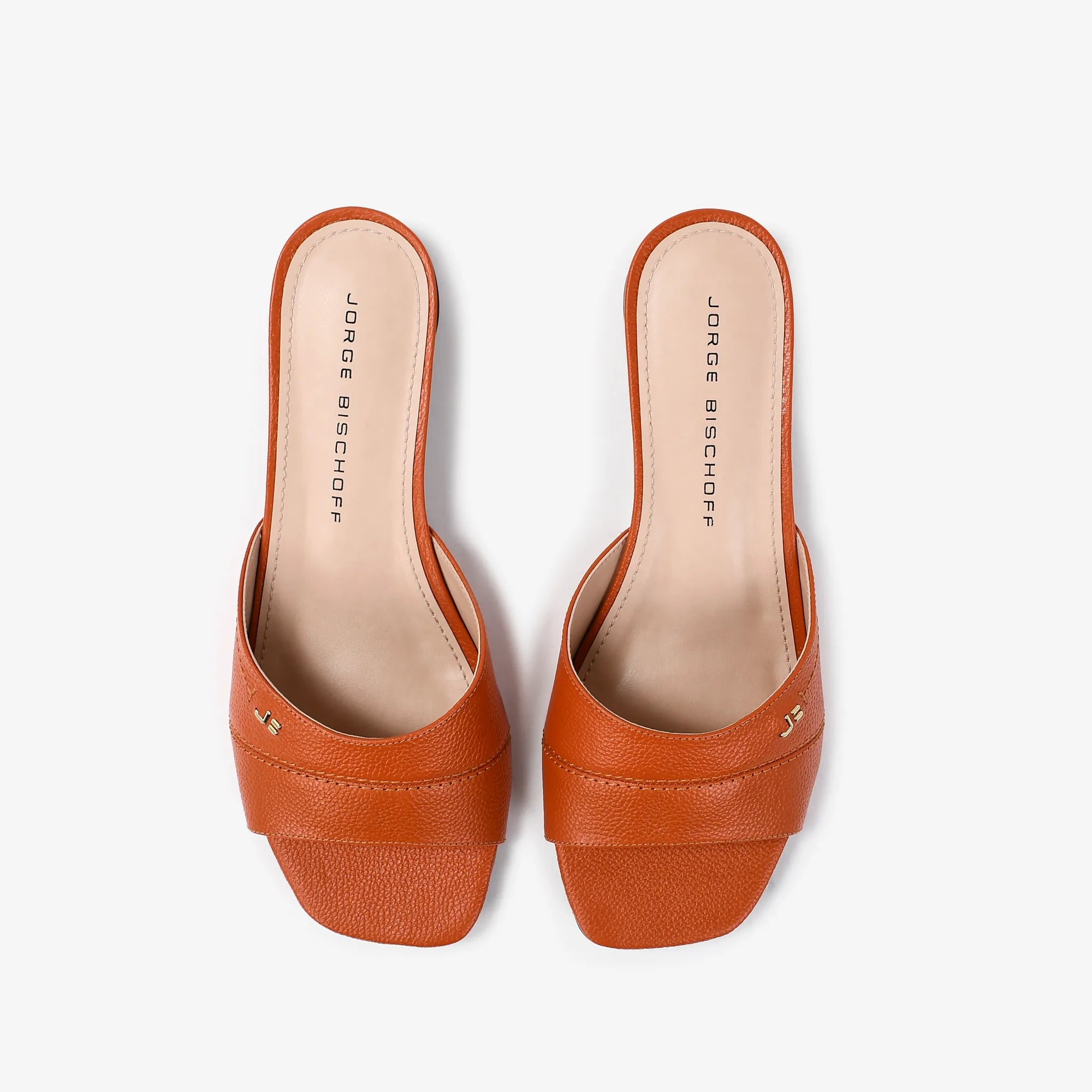 Tamanco Salto Bloco Jb Laranja Couro