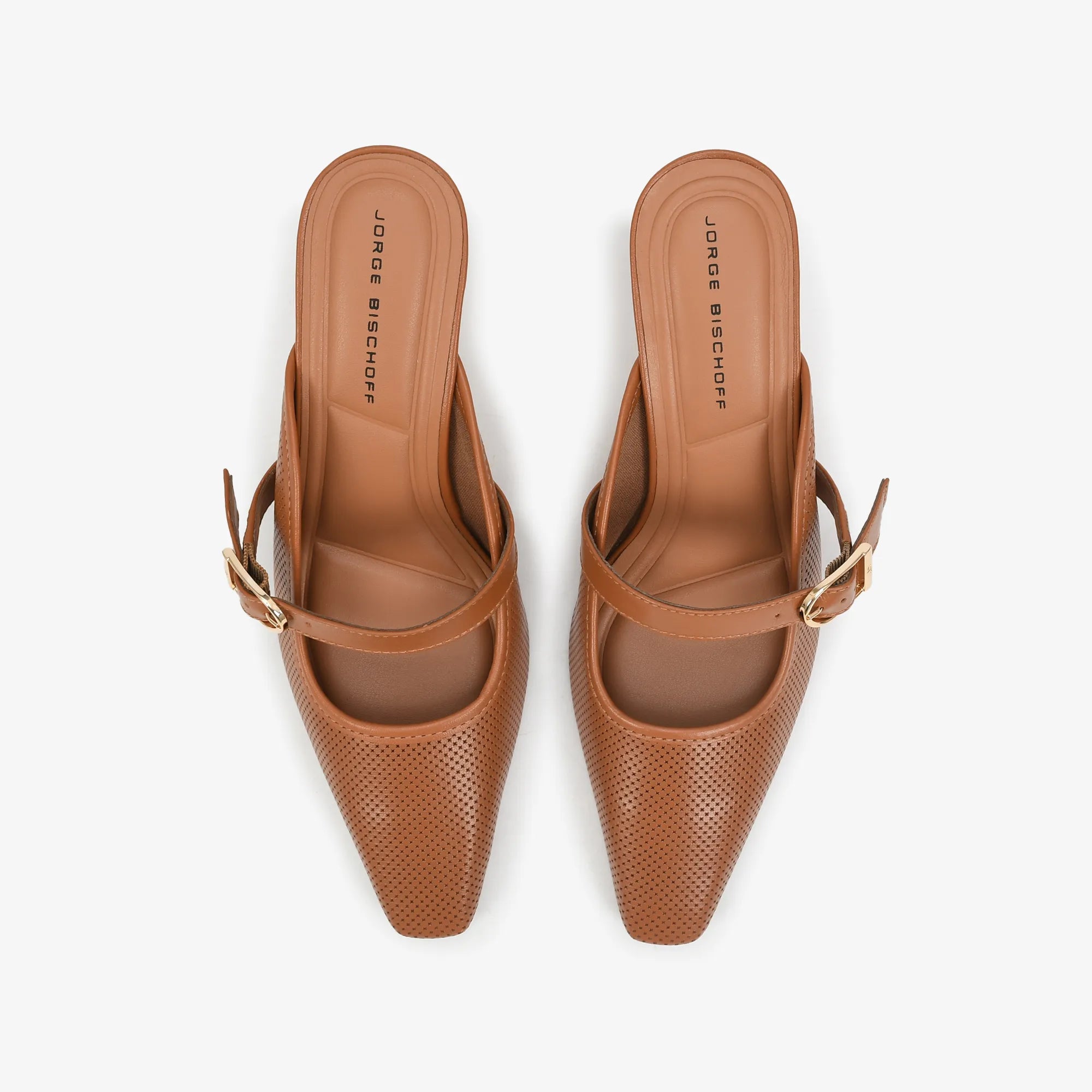 Mule Bico Quadrado Marrom Caramelo Couro