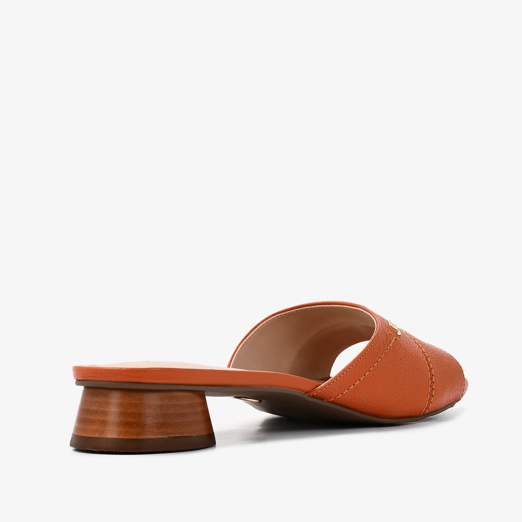 Tamanco Salto Bloco Jb Laranja Couro