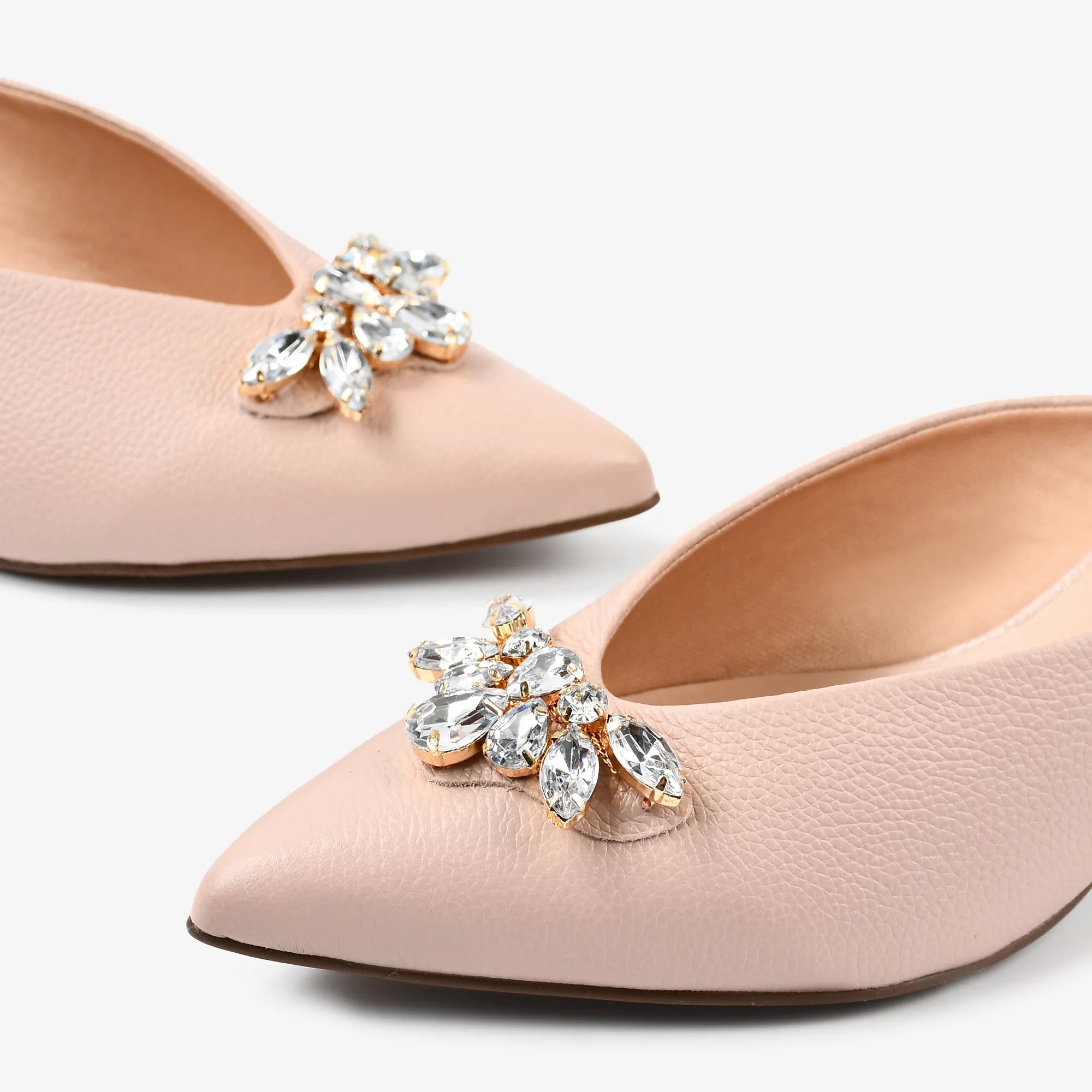 Mule Rosa Claro Pedraria Couro