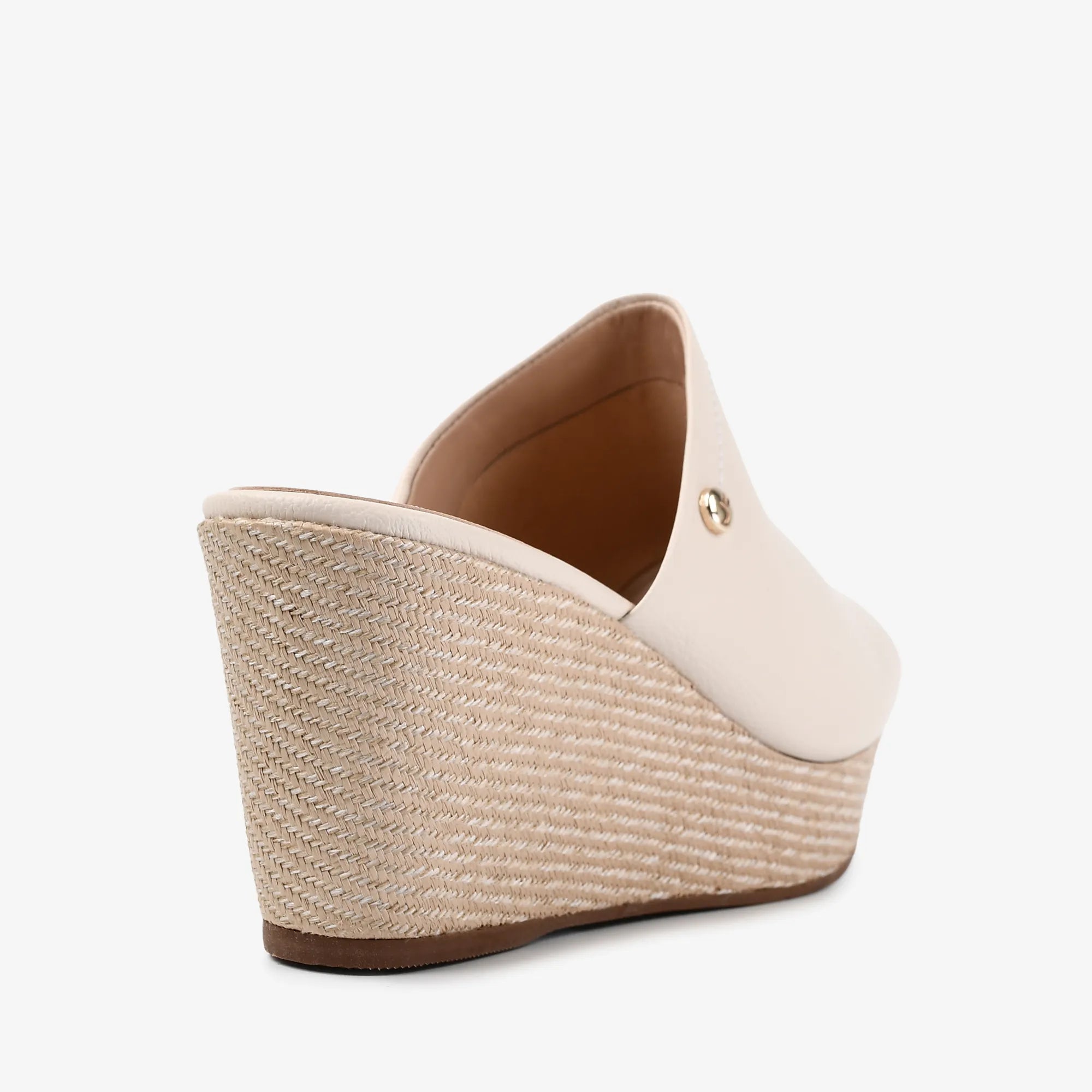 Tamanco Anabela Off White Couro